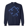 thumbnail image 1 of Shop4Ever Men's Blue Puzzle Piece Autism Awareness Crewneck Sweatshirt XX-Large Navy, 1 of 3