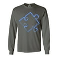 thumbnail image 1 of Shop4Ever Men's Blue Puzzle Piece Autism Awareness Long Sleeve Shirt Large Charcoal, 1 of 3