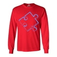 thumbnail image 1 of Shop4Ever Men's Blue Puzzle Piece Autism Awareness Long Sleeve Shirt XX-Large Red, 1 of 3