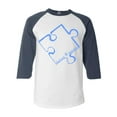 thumbnail image 1 of Shop4Ever Men's Blue Puzzle Piece Autism Awareness Raglan Baseball Shirt XXX-LargeWhite/Navy, 1 of 3