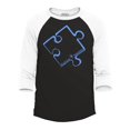 thumbnail image 1 of Shop4Ever Men's Blue Puzzle Piece Raglan Baseball Shirt Large Black/White, 1 of 4