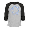 thumbnail image 1 of Shop4Ever Men's Blue Puzzle Piece Raglan Baseball Shirt XX-Large Heather Grey/Black, 1 of 4