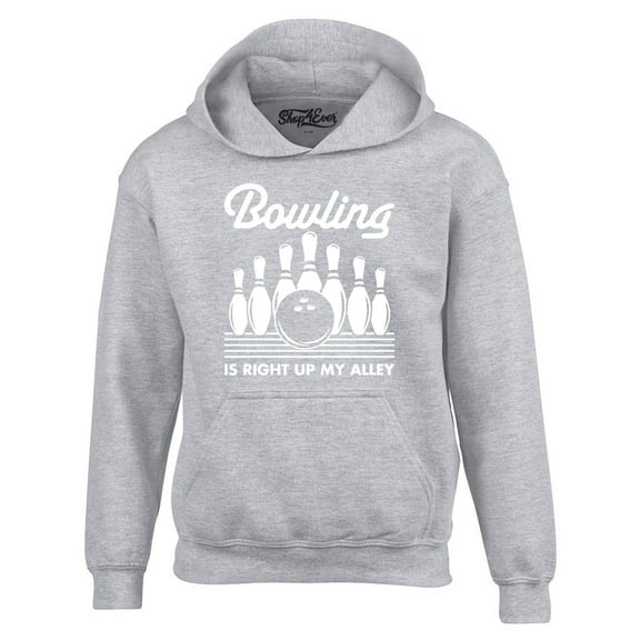 Shop4Ever Men's Bowling is Right Up My Alley Bowler Hooded Sweatshirt Hoodie Large Sports Grey