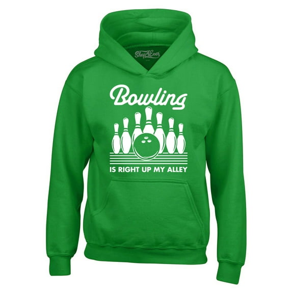 Shop4Ever Men's Bowling is Right Up My Alley Bowler Hooded Sweatshirt Hoodie Medium Irish Green