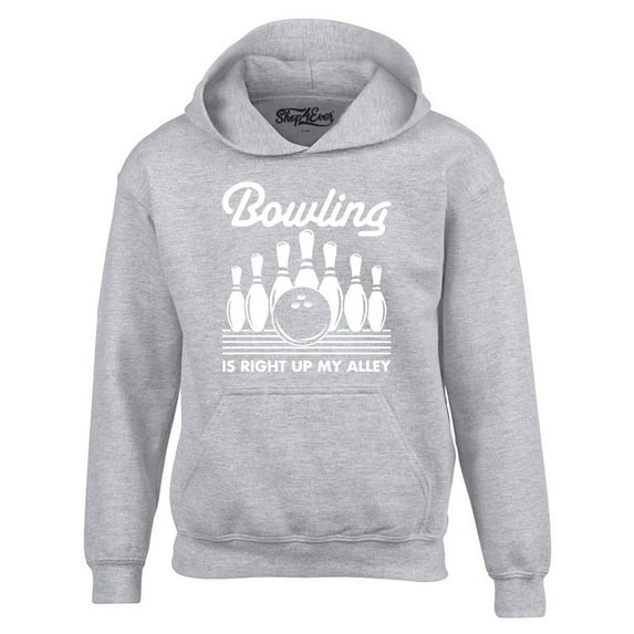 Shop4Ever Men's Bowling is Right Up My Alley Bowler Hooded Sweatshirt Hoodie XX-Large Sports Grey