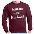 thumbnail image 1 of Shop4Ever Men's Boyfriend Fiance Husband Wedding Crewneck Sweatshirt Medium Maroon, 1 of 5