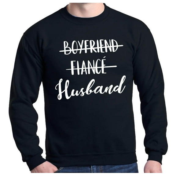 Shop4Ever Men's Boyfriend Fiance Husband Wedding Crewneck Sweatshirt XXXXX-Large Black