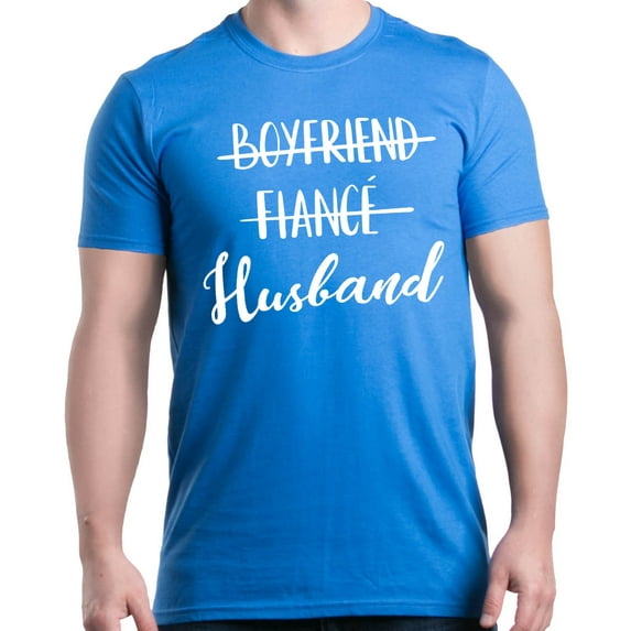Shop4Ever Men's Boyfriend Fiance Husband Wedding Graphic T-shirt Medium Royal Blue