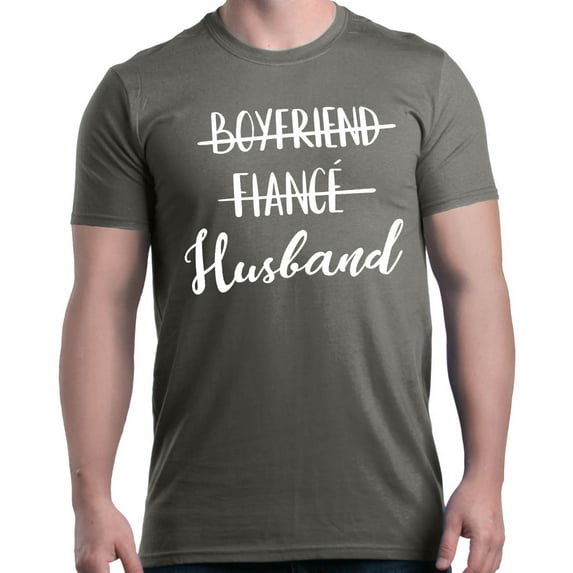 Shop4Ever Men's Boyfriend Fiance Husband Wedding Graphic T-shirt XXXXX-Large Charcoal