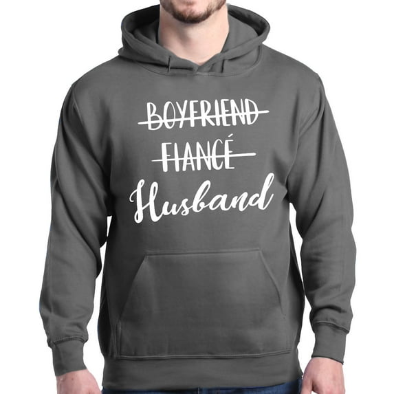 Shop4Ever Men's Boyfriend Fiance Husband Wedding Hooded Sweatshirt Hoodie Large Charcoal