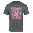 thumbnail image 1 of Shop4Ever Men's Breast Cancer Awareness Pink Ribbon Word Cloud Graphic T-shirt XXXX-Large Charcoal, 1 of 5