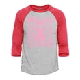 thumbnail image 1 of Shop4Ever Men's Breast Cancer Awareness Pink Ribbon Word Cloud Raglan Baseball Shirt Large Heather Grey/Red, 1 of 4