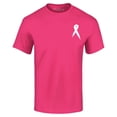 thumbnail image 1 of Shop4Ever Men's Breast Cancer Awareness Ribbon Pocket Size Graphic T-shirt Large Heliconia Pink, 1 of 5