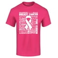 thumbnail image 1 of Shop4Ever Men's Breast Cancer Awareness White Ribbon Word Cloud Graphic T-shirt Large Heliconia Pink, 1 of 5