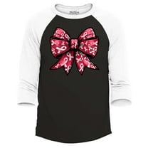 Shop4Ever Men's Breast Cancer Bow Raglan Baseball Shirt XX-Large Black/White