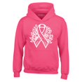 thumbnail image 1 of Shop4Ever Men's Breast Cancer Ribbon Flowers Hooded Sweatshirt Hoodie XXX-Large Heliconia Pink, 1 of 5