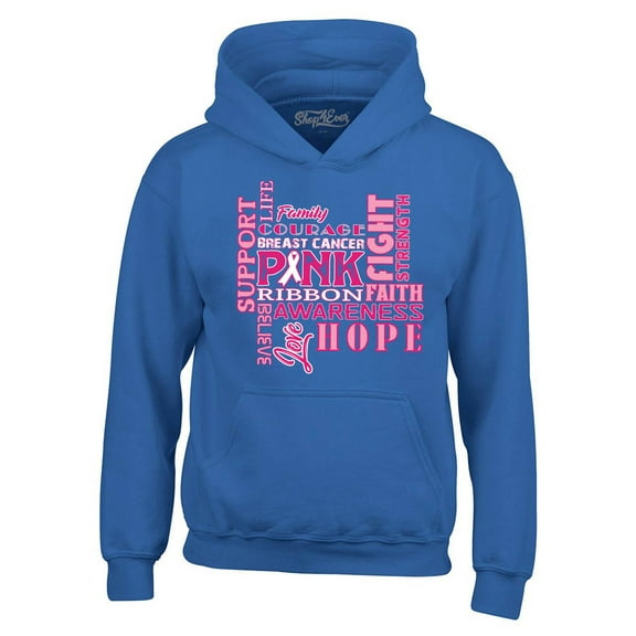 Shop4Ever Men's Breast Cancer Support Fight Ribbon Awareness Hooded Sweatshirt Hoodie Medium Royal Blue