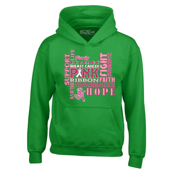 Shop4Ever Men's Breast Cancer Support Fight Ribbon Awareness Hooded Sweatshirt Hoodie XX-Large Irish Green