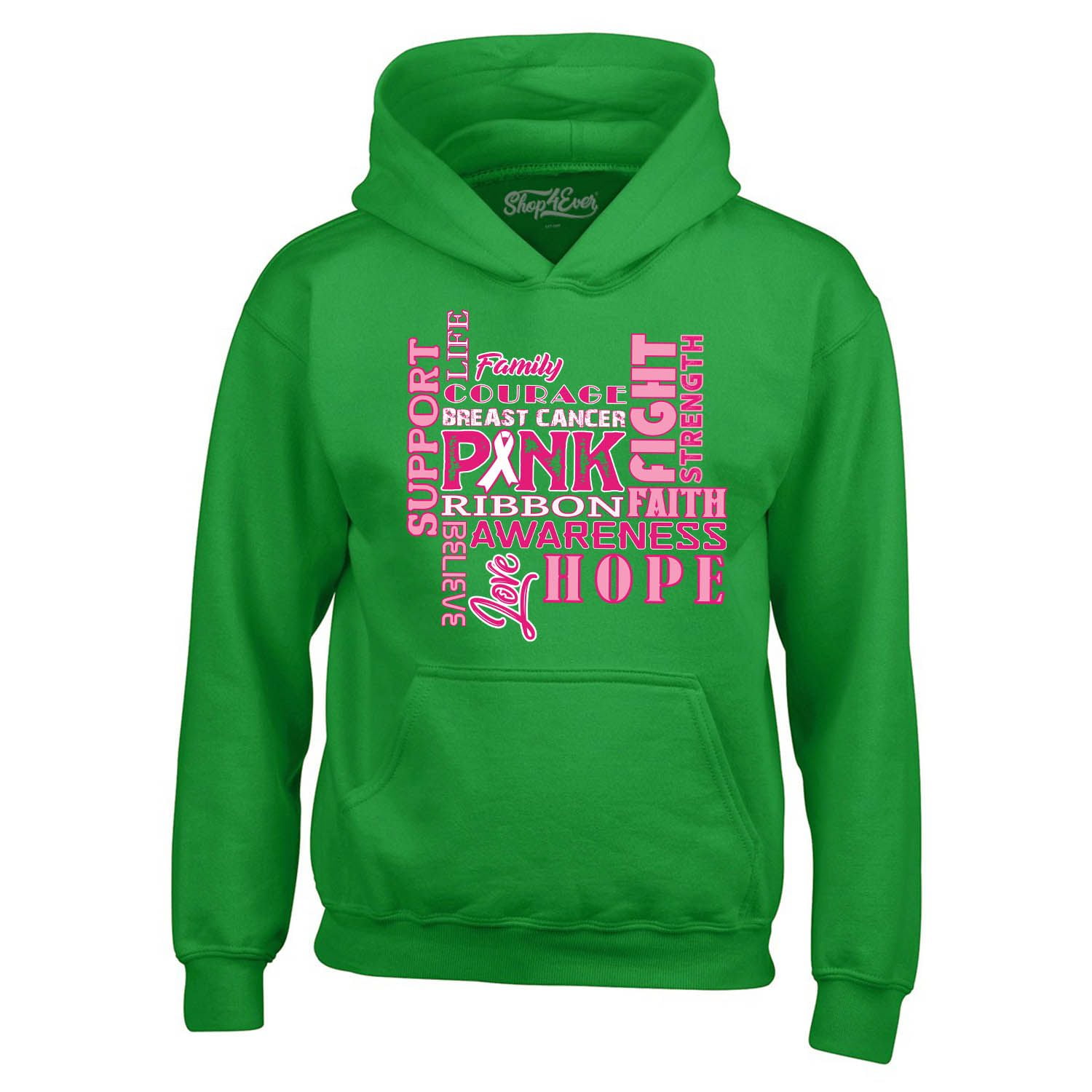 Shop4Ever Men's Breast Cancer Support Fight Ribbon Awareness Hooded Sweatshirt Hoodie XXXLarge