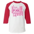 thumbnail image 1 of Shop4Ever Men's Breast Cancer Support Fight Ribbon Awareness Raglan Baseball Shirt Large White/Red, 1 of 5