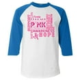 thumbnail image 1 of Shop4Ever Men's Breast Cancer Support Fight Ribbon Awareness Raglan Baseball Shirt X-Large White/Blue, 1 of 5