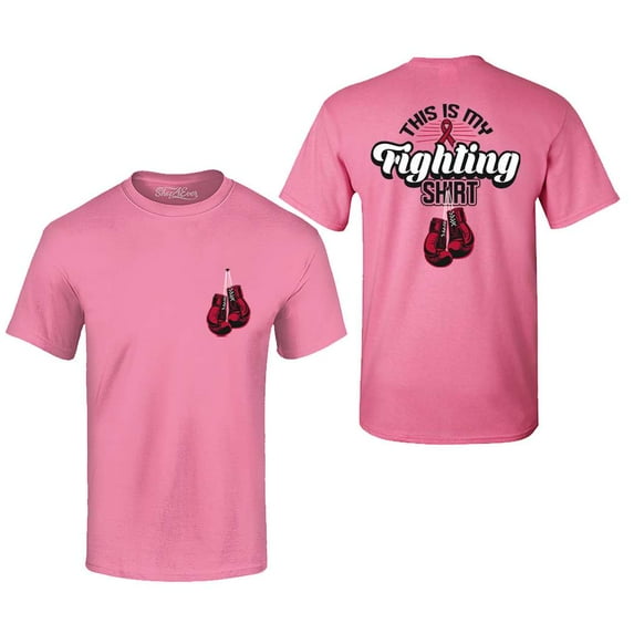 Shop4Ever Men's Breast Cancer This Is My Fighting Shirt Graphic T-shirt XXXX-Large Azalea Pink