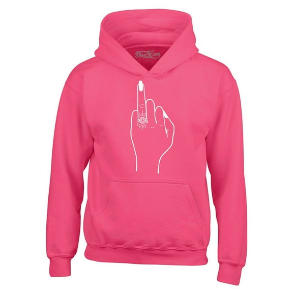 Shop4Ever Men's Bride's Wedding Ring Finger Engagement Hooded Sweatshirt Hoodie Large Heliconia Pink