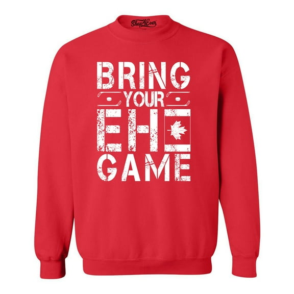 Shop4Ever Men's Bring Your EH Game Canada Crewneck Sweatshirt XX-Large Red