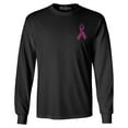 thumbnail image 1 of Shop4Ever Men's Butterfly Ribbon - Breast Cancer Awareness_Bright Pink Pocket Size Long Sleeve Shirt Small Black, 1 of 5