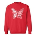 thumbnail image 1 of Shop4Ever Men's Butterfly Verse I Can Do All Things Through Christ Crewneck Sweatshirt Small Red, 1 of 5