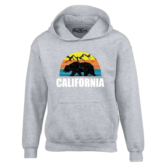 Shop4Ever Men's California State Bear Mountains Retro Horizon Hooded Sweatshirt Hoodie Medium Sports Grey