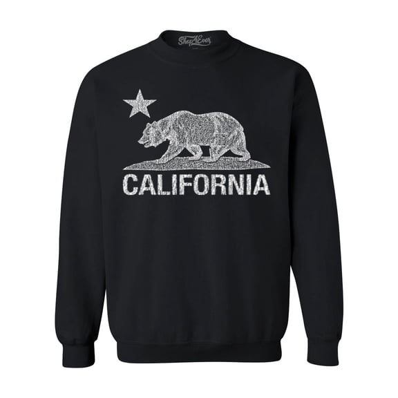 Shop4Ever Men's California Vintage Bear Crewneck Sweatshirt Large Black
