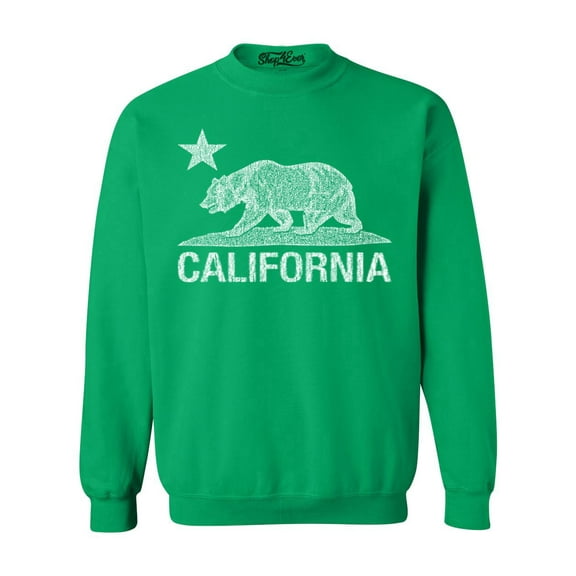 Shop4Ever Men's California Vintage Bear Crewneck Sweatshirt X-Large Irish Green
