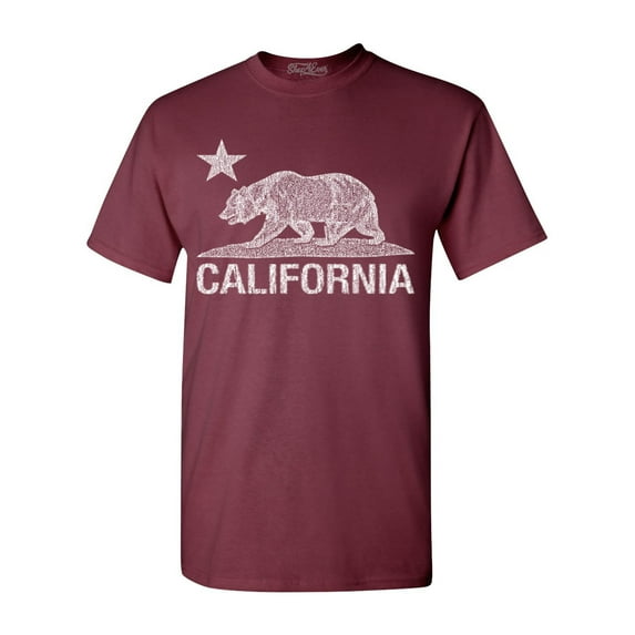 Shop4Ever Men's California Vintage Bear Graphic T-shirt Large Maroon