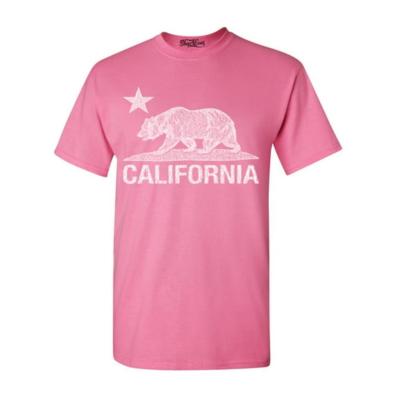 Shop4Ever Men's California Vintage Bear Graphic T-shirt Small Azalea Pink