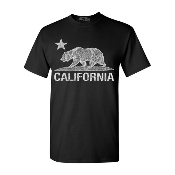 Shop4Ever Men's California Vintage Bear Graphic T-shirt Small Black