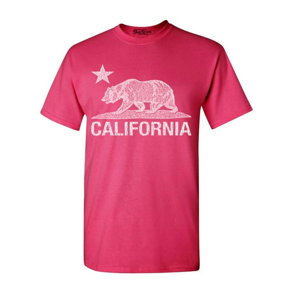 Shop4Ever Men's California Vintage Bear Graphic T-shirt Small Heliconia Pink