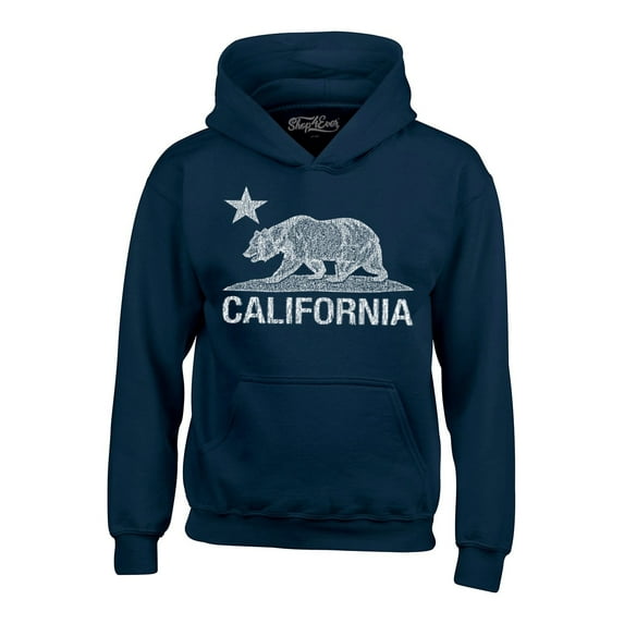 Shop4Ever Men's California Vintage Bear Hooded Sweatshirt Hoodie Large Navy