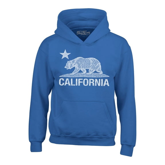 Shop4Ever Men's California Vintage Bear Hooded Sweatshirt Hoodie Small Royal Blue