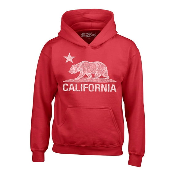 Shop4Ever Men's California Vintage Bear Hooded Sweatshirt Hoodie XXX-Large Red