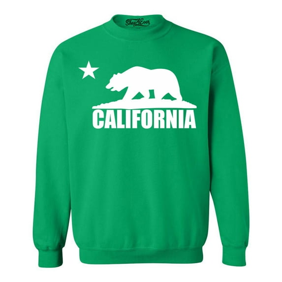 Shop4Ever Men's California White Bear Hoodies Republic of CA Crewneck Sweatshirt XX-Large Irish Green