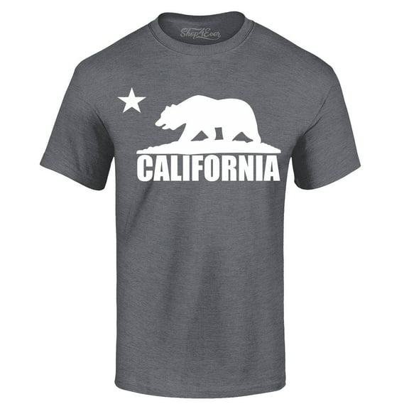 Shop4Ever Men's California White Bear Hoodies Republic of CA Graphic T-shirt Large Dark Heather