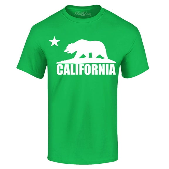 Shop4Ever Men's California White Bear Hoodies Republic of CA  Graphic T-shirt Large Irish Green