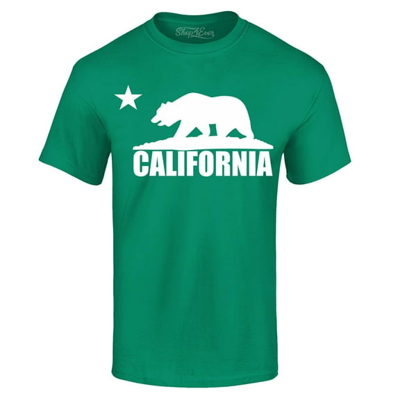 Shop4Ever Men's California White Bear Hoodies Republic of CA Graphic T-shirt X-Large Kelly