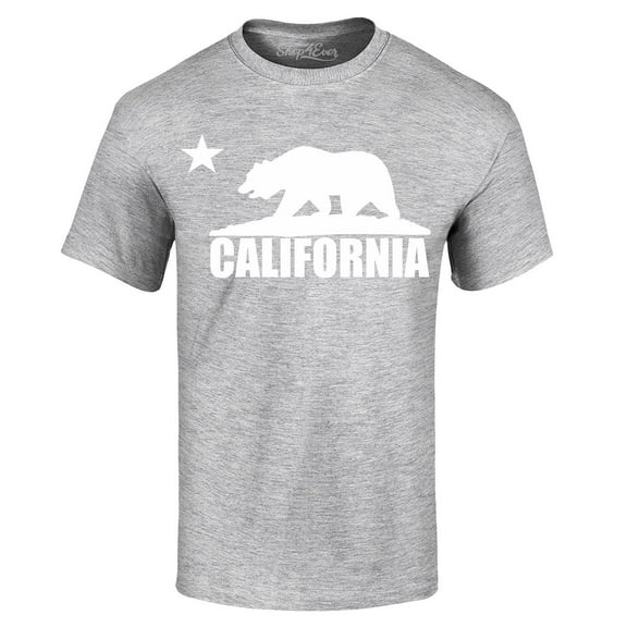 Shop4Ever Men's California White Bear Hoodies Republic of CA  Graphic T-shirt XXXXX-Large Sports Grey