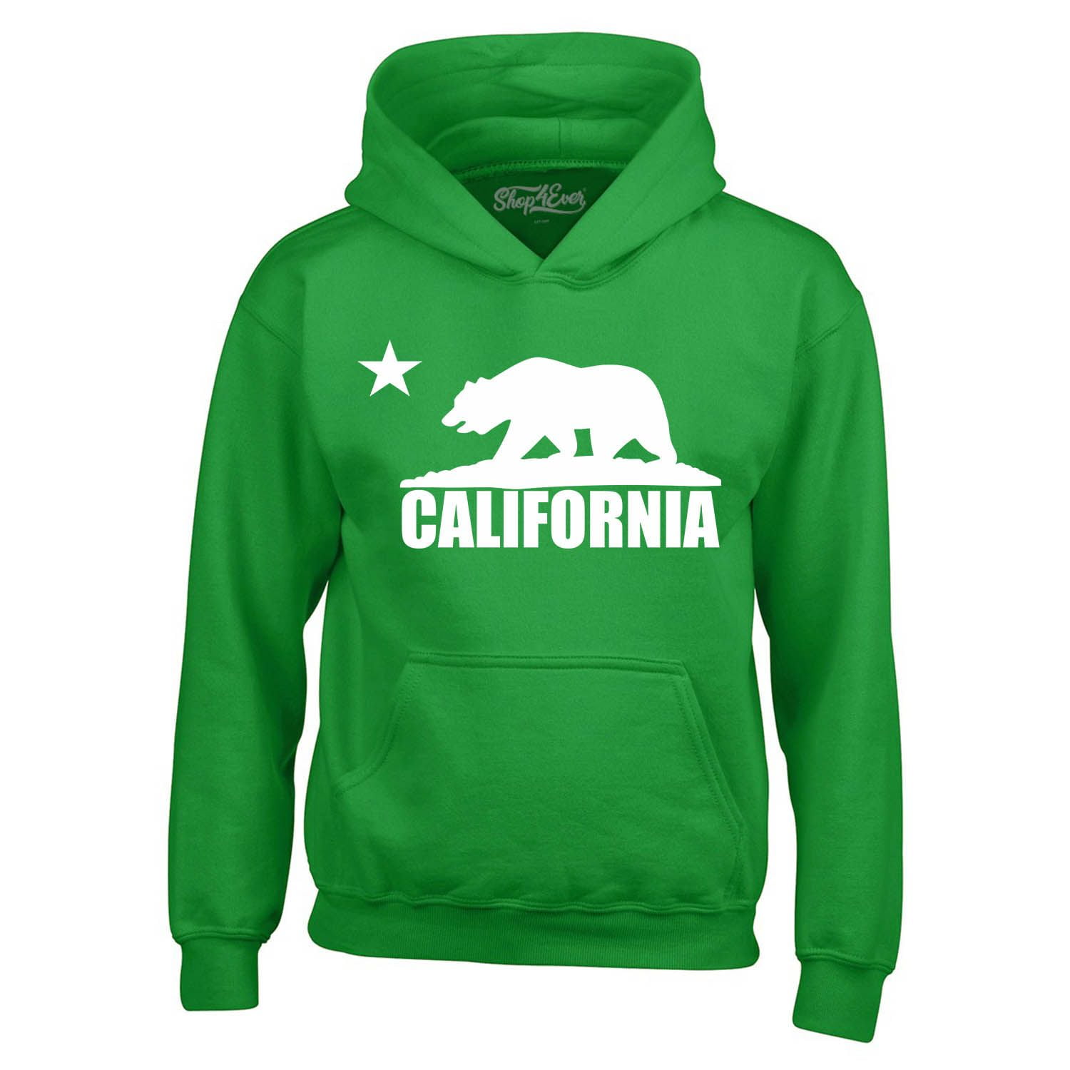 Shop4Ever Men's California White Bear Hoodies Republic of CA  Hooded Sweatshirt Hoodie Large Irish Green