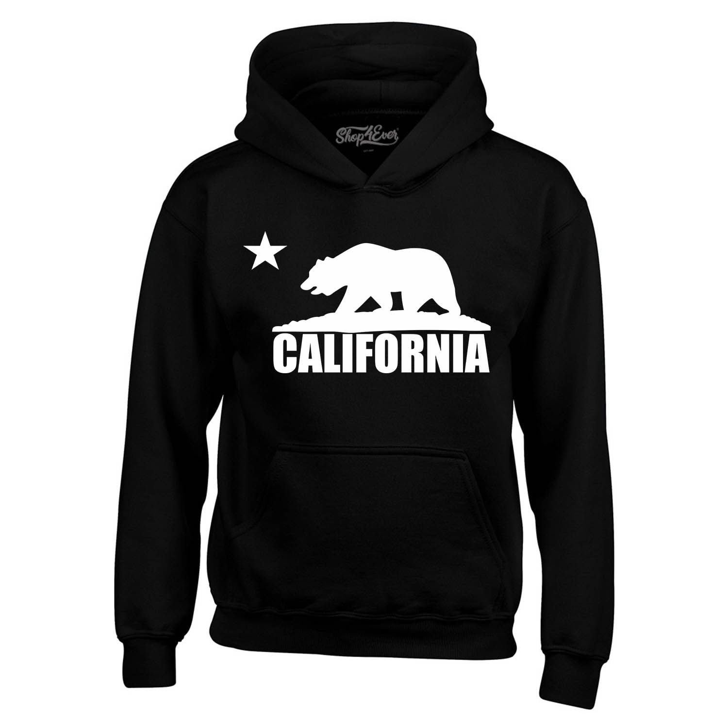 Shop4Ever Men's California White Bear Hoodies Republic of CA  Hooded Sweatshirt Hoodie XX-Large Black