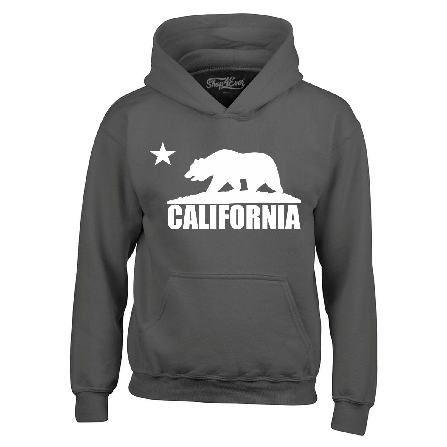 Shop4Ever Men's California White Bear Hoodies Republic of CA  Hooded Sweatshirt Hoodie XX-Large Charcoal