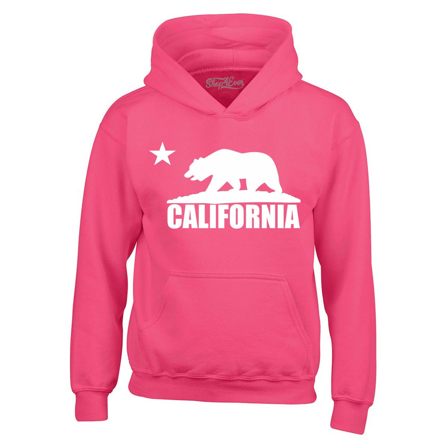 Shop4Ever Men's California White Bear Hoodies Republic of CA  Hooded Sweatshirt Hoodie XX-Large Heliconia Pink