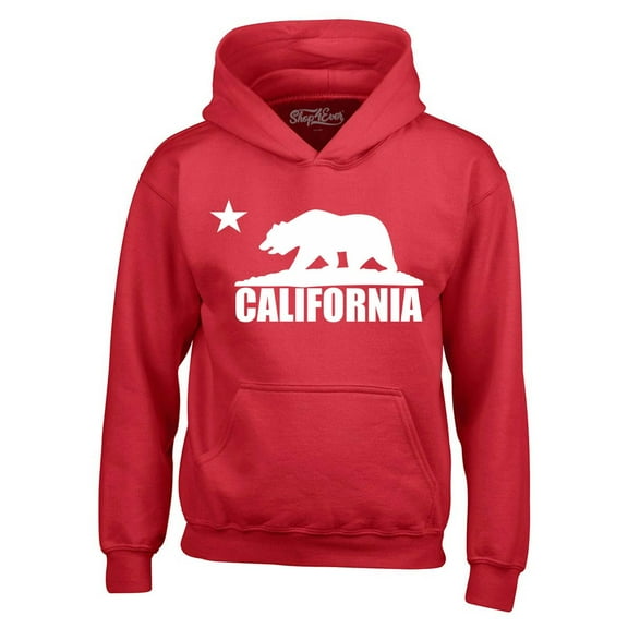Shop4Ever Men's California White Bear Hoodies Republic of CA  Hooded Sweatshirt Hoodie XX-Large Red